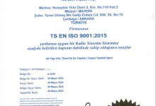 Nurşah A.Ş ISO Kalite Belgesi